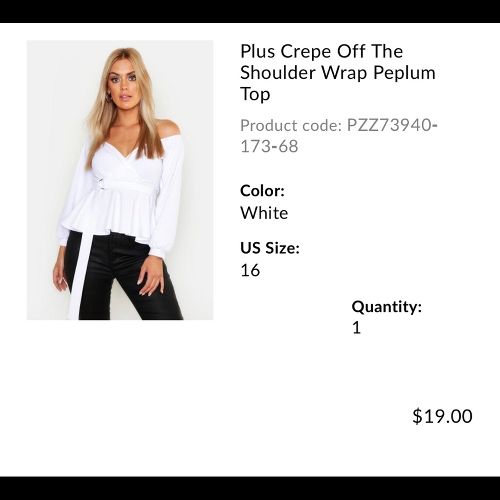 Off the shoulder wrap peplum top